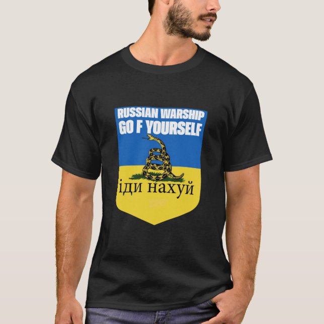 Rysk Warship Go F Yourself Snake Flagga T-Shir T Shirt (Framsida)
