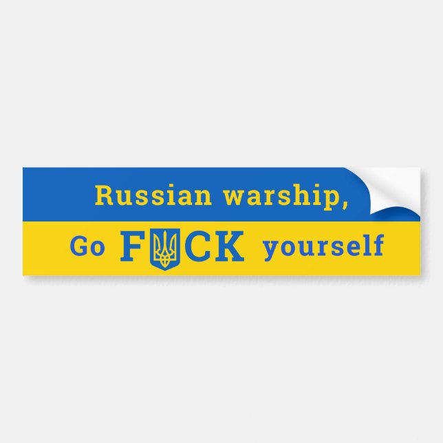 Rysk Warship Go F Yourself Ukraina Support Bildekal (Framsidan)