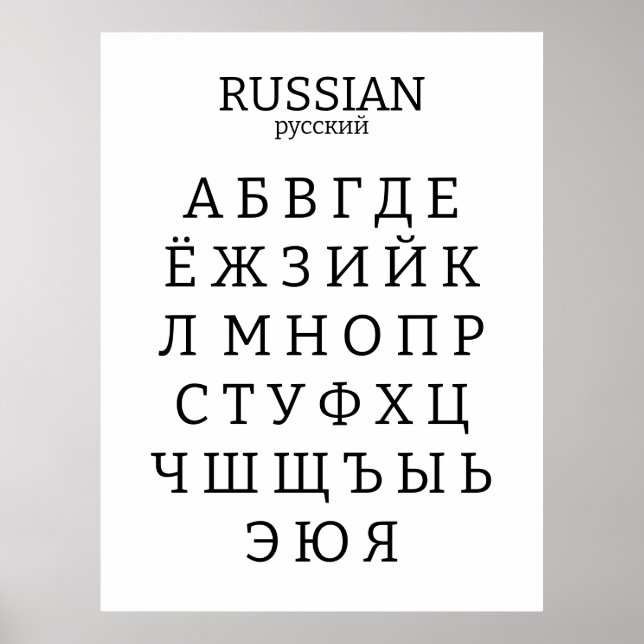 Ryska alfabet poster (Framsidan)