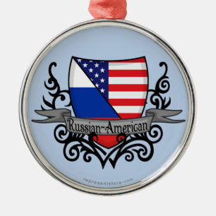 Ryska-amerikanska Shield-Flagga Julgransprydnad Metall