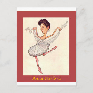 Ryska Ballerina Caricature ~ Anna Pavlova Vykort