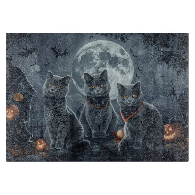 Ryska blåa katter Halloween kuslig (Framsidan)