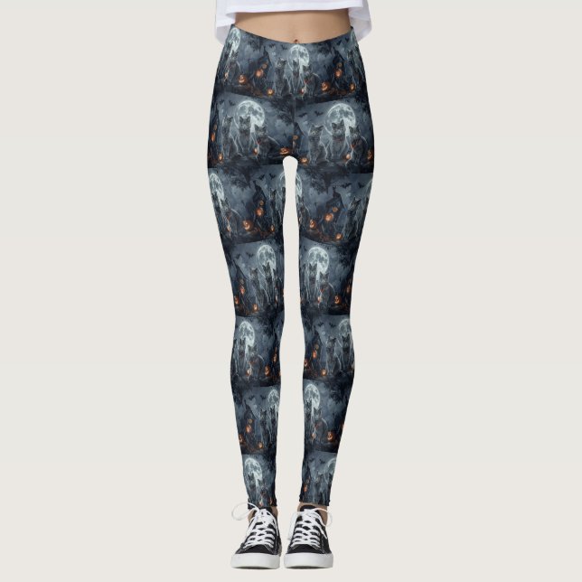 Ryska blåa katter Halloween kuslig Leggings (Framsida)