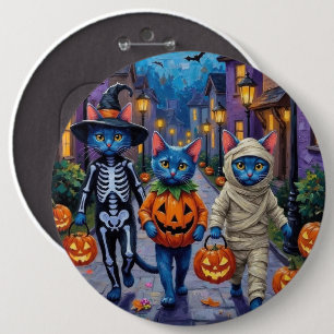 Ryska blåkatten i Halloween-kostymer Knapp