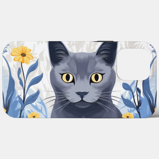 Ryska Blue Cat Gula blommor (Baksida (horisontell))