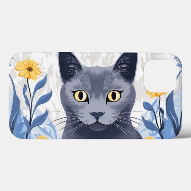 Ryska Blue Cat Gula blommor (Baksida (horisontell))