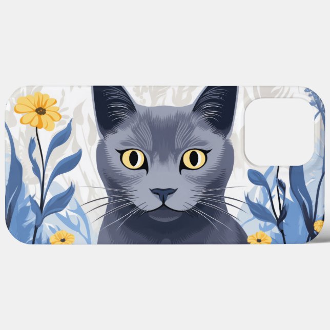 Ryska Blue Cat Gula blommor (Baksida (horisontell))