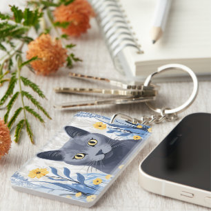 Ryska Blue Cat Gula blommor