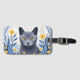 Ryska Blue Cat Gula blommor Bagagebricka