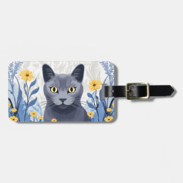 Ryska Blue Cat Gula blommor Bagagebricka