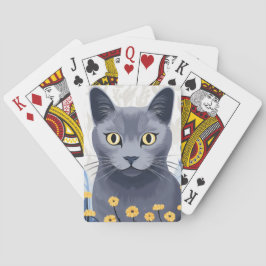 Ryska Blue Cat Gula blommor Classic Casinokort