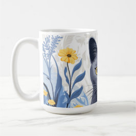 Ryska Blue Cat Gula blommor Kaffemugg