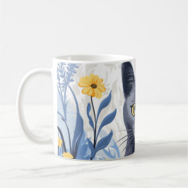Ryska Blue Cat Gula blommor Kaffemugg
