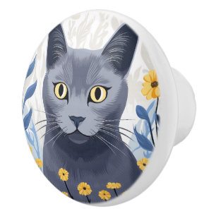 Ryska Blue Cat Gula blommor Knopp