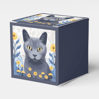 Ryska Blue Cat Gula blommor Presentaskar
