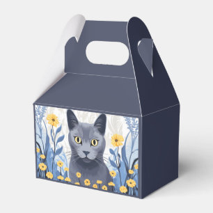 Ryska Blue Cat Gula blommor Presentaskar