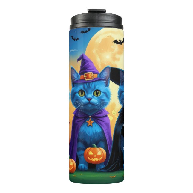 ryska Blue Cats Pumpkin Halloween Funny (Framsida)
