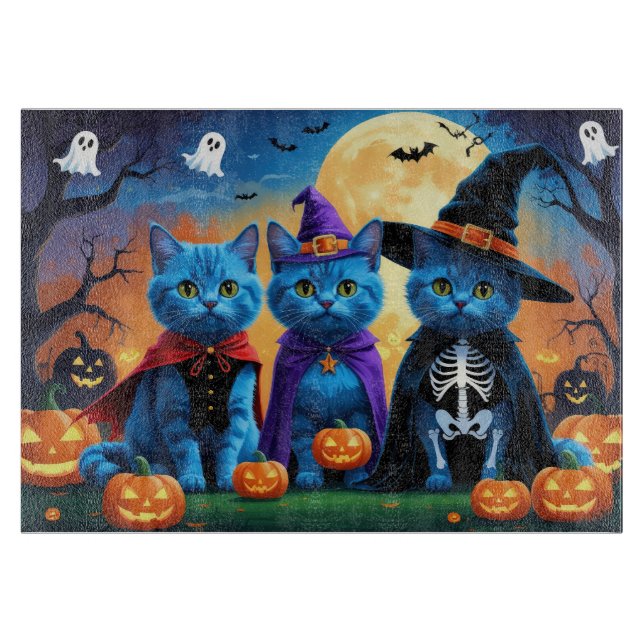 ryska Blue Cats Pumpkin Halloween Funny (Framsidan)