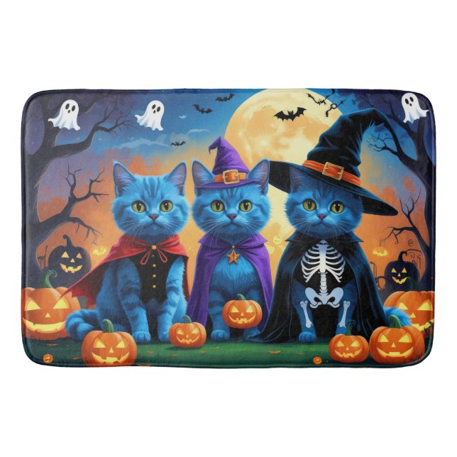 ryska Blue Cats Pumpkin Halloween Funny Badrumsmatta (Framsidan)