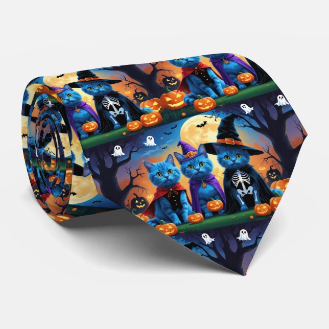 ryska Blue Cats Pumpkin Halloween Funny Slips (Rullad)