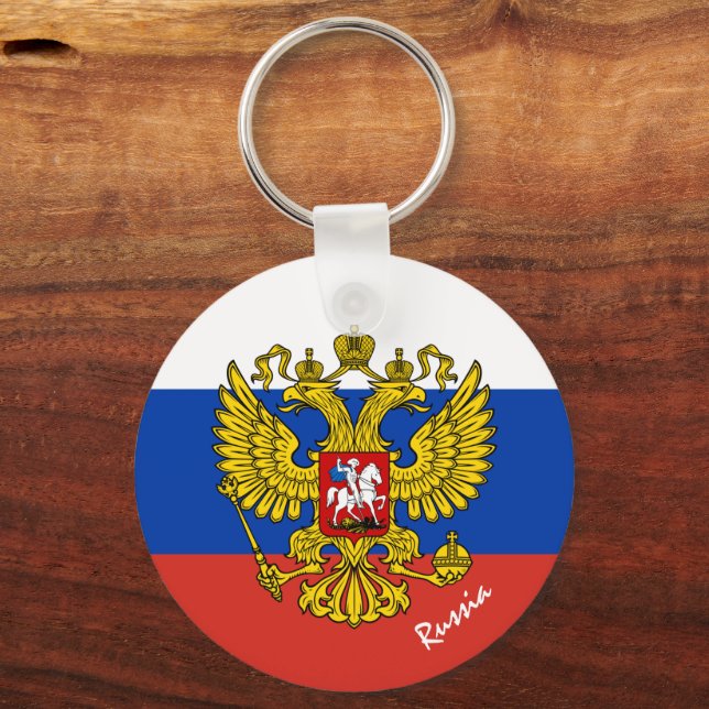 Ryska flagga, emblem och ryska helgdag/sport nyckelring (Framsida)