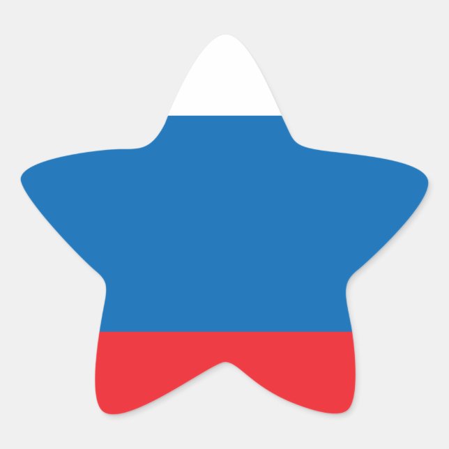 Ryska Flagga Stjärnformat Klistermärke (Framsida)
