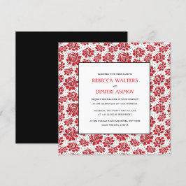 ryska Folk Art Red Flowers Bröllop Invita Inbjudningar