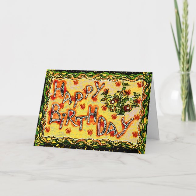 Ryska folkkonst Grattis på födelsedagen Kort (Framsida)