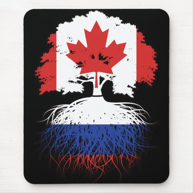 Ryska kanadensiska kanadensiska Träd Roots Flagga Musmatta (Framsidan)