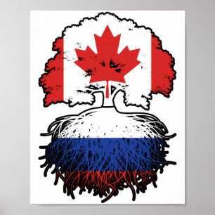 Ryska kanadensiska kanadensiska Träd Roots Flagga Poster