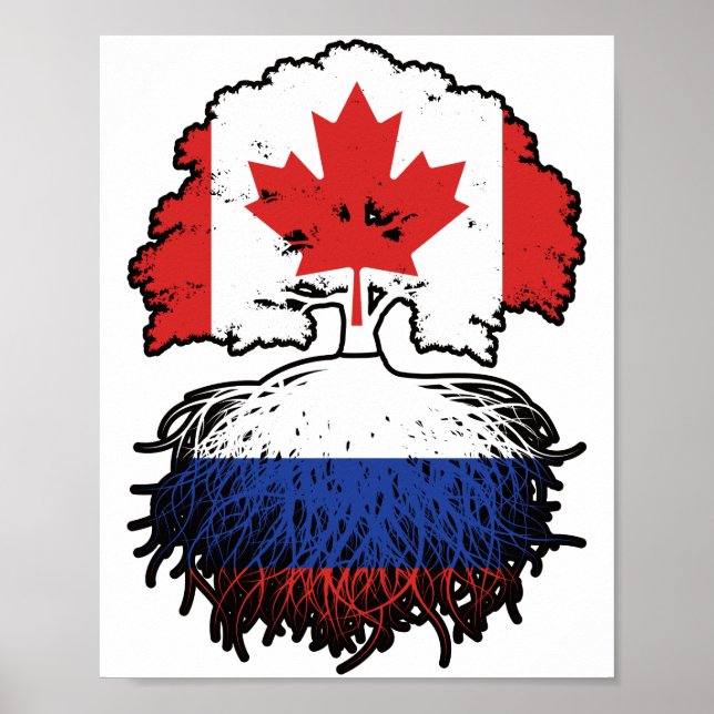 Ryska kanadensiska kanadensiska Träd Roots Flagga Poster (Framsidan)