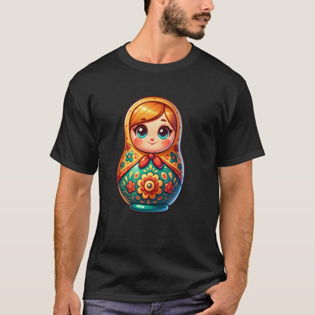 Ryska Khokhloma Ryssland ryssryssar ryska Matryosh T Shirt (Framsida)