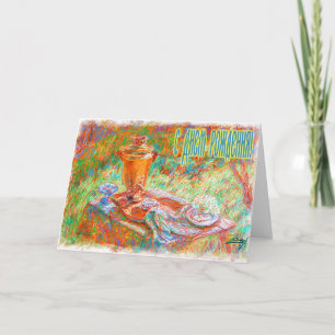 ryska kortet grattis på födelsedagen med ett samov kort