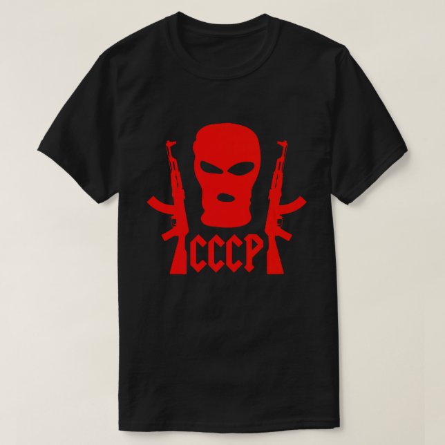 Ryska mafia Guns CCCP SovSR Russian Gangster Red T Shirt (Design framsida)