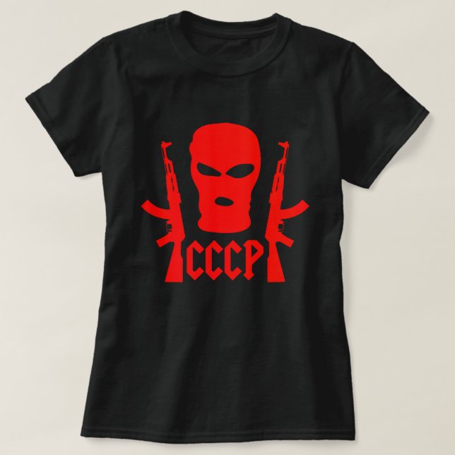 Ryska mafia Guns CCCP SovSR Russian Gangster Red T Shirt (Design framsida)