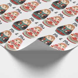 Ryska Matryoshka-dockor herr och fru rosa marinbl Presentpapper