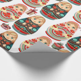 Ryska Matryoshka Dolls Mr & Mrs rosa navy & red Presentpapper