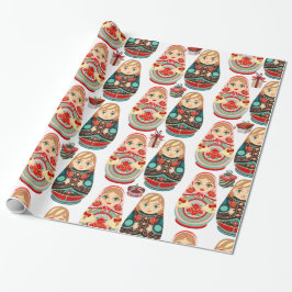 Ryska Matryoshka Dolls Mr & Mrs rosa navy & red Presentpapper