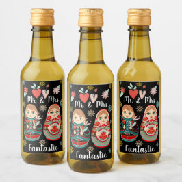 Ryska Matryoshka Dolls, Mr & Mrs Snöflingor Vinetikett
