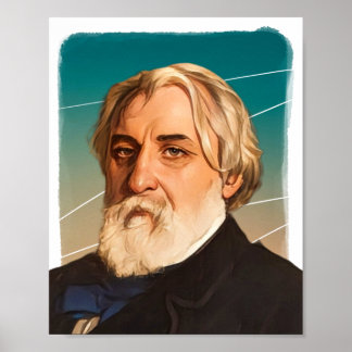 Ryska Novelist Ivan Turgenev-illustration Poster