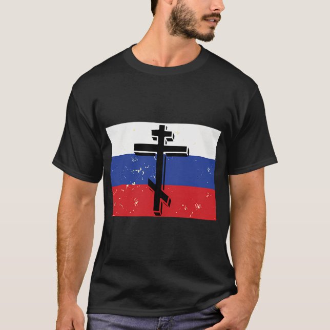 Ryska ortodoxa Christian Flagga Kor T Shirt (Framsida)
