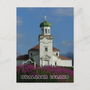 Ryska ortodoxa Church~ Unalaska, AK Vykort
