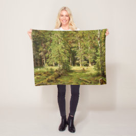 Ryska skogen (Rustic Landscape) (Grönt Skogen) Fleecefilt