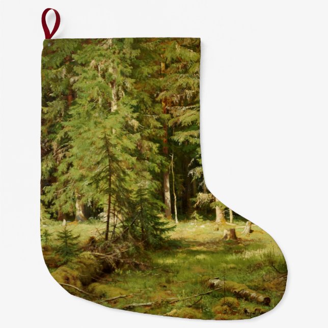 Ryska skogen (Rustic Landscape) (Grönt Skogen) Stor Julstrumpa (Framsidan)