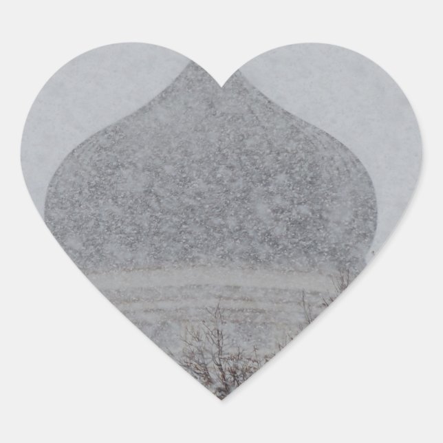 Ryska Snöstorm Hjärtformat Klistermärke (Framsida)