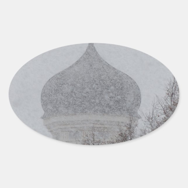 Ryska Snöstorm Ovalt Klistermärke (Framsida)
