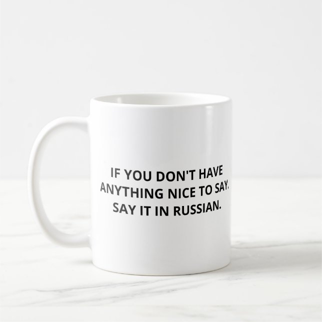 Ryska språket roligt, säg det på ryska kaffemugg (Vänster)