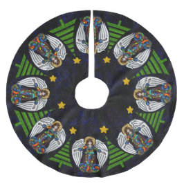 Ryska symbolsskyddsänglar och julgranar julgransmatta borstad polyester