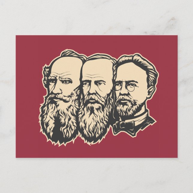 Ryska trojkan: Tolstoj, Dostoevsky, Chekhov Vykort (Framsida)