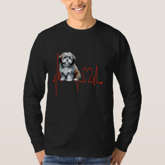 ryska Tsvetnaya Bolonka Hund Heartslag Funny Dogs T Shirt